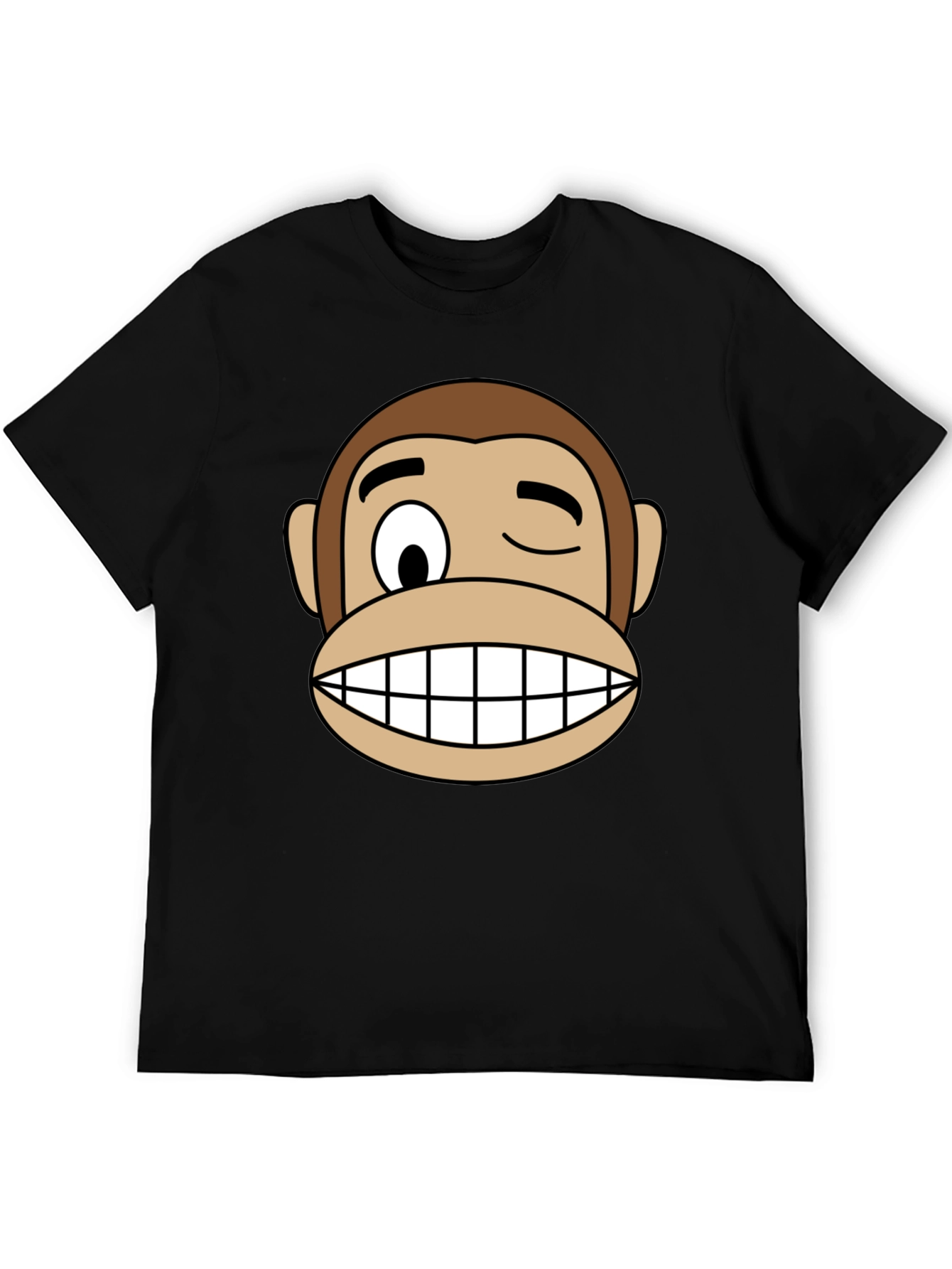 Funny Monkey Face Graphic Black T-Shirt