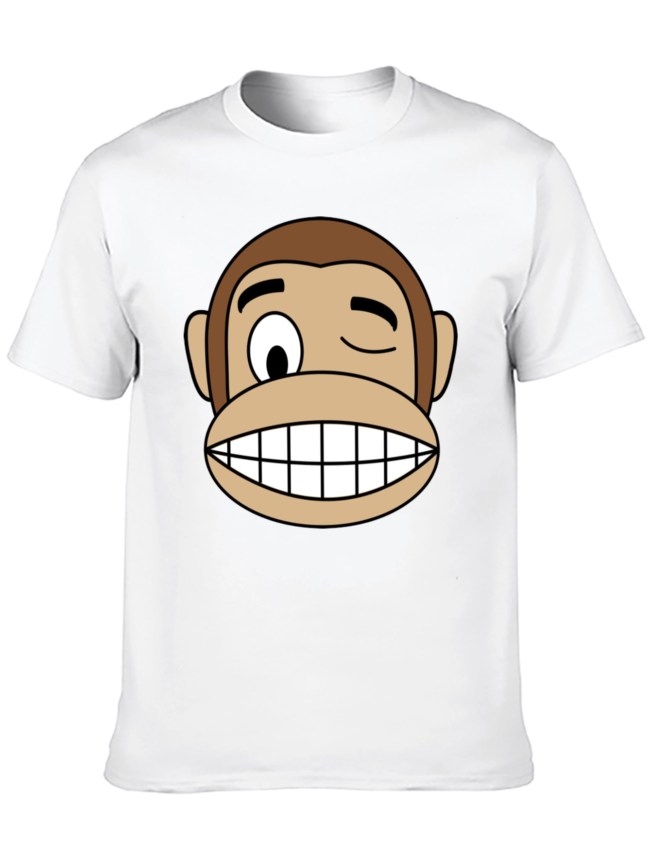 Funny Monkey Face Graphic Black T-Shirt