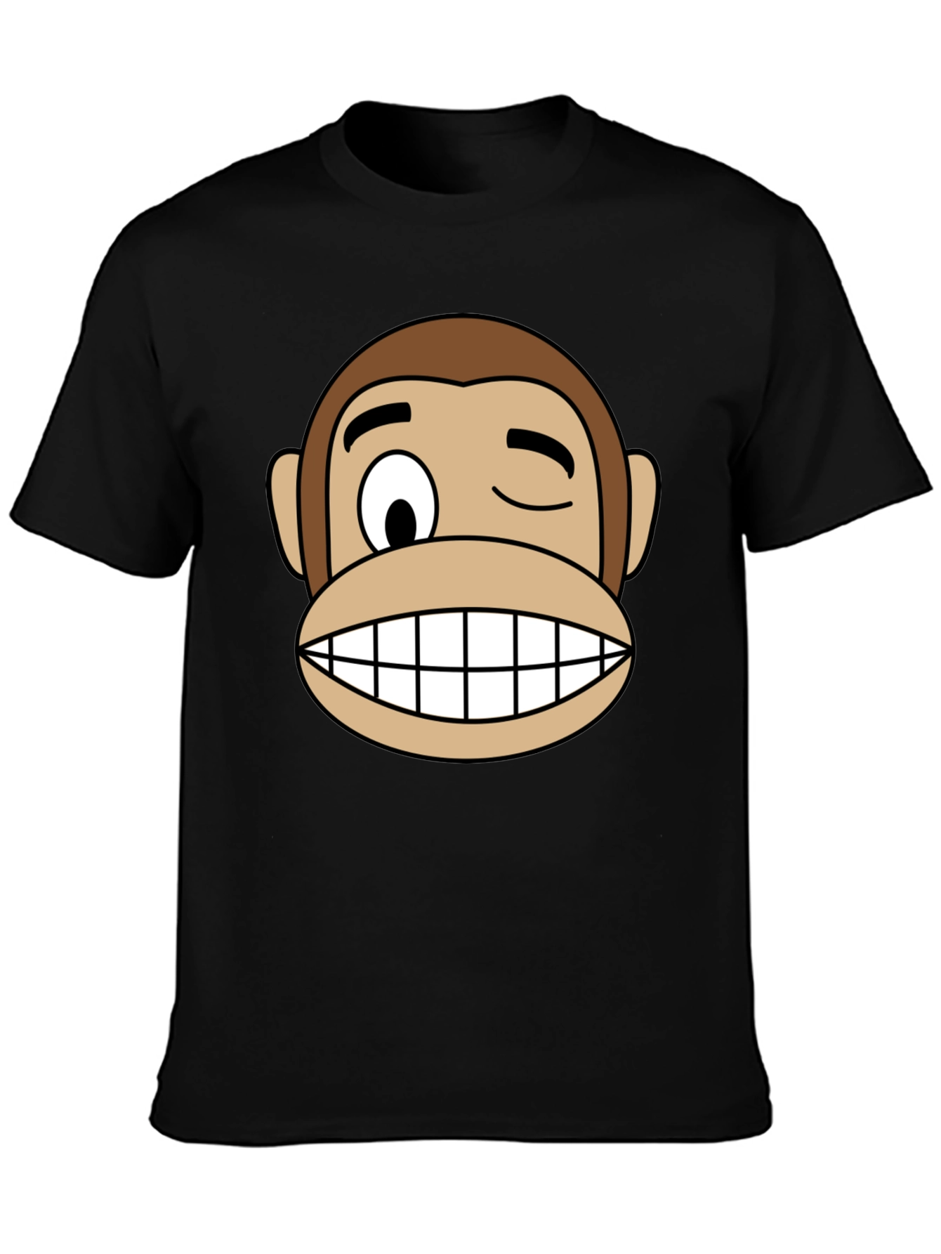 Funny Monkey Face Graphic Black T-Shirt
