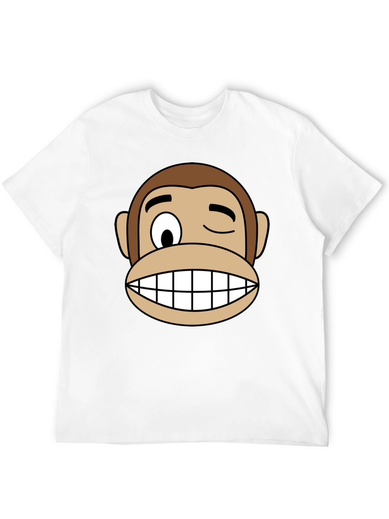 Funny Monkey Face Graphic Black T-Shirt