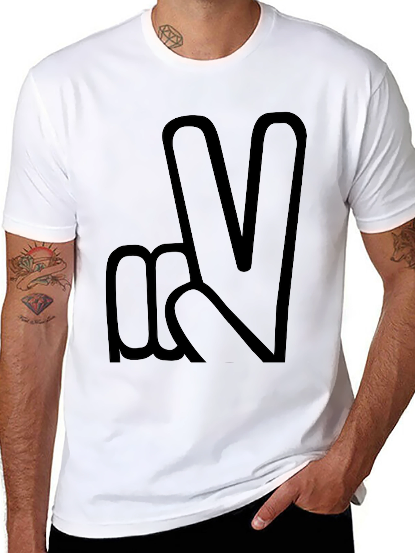 Peace Sign Graphic Black T-Shirt