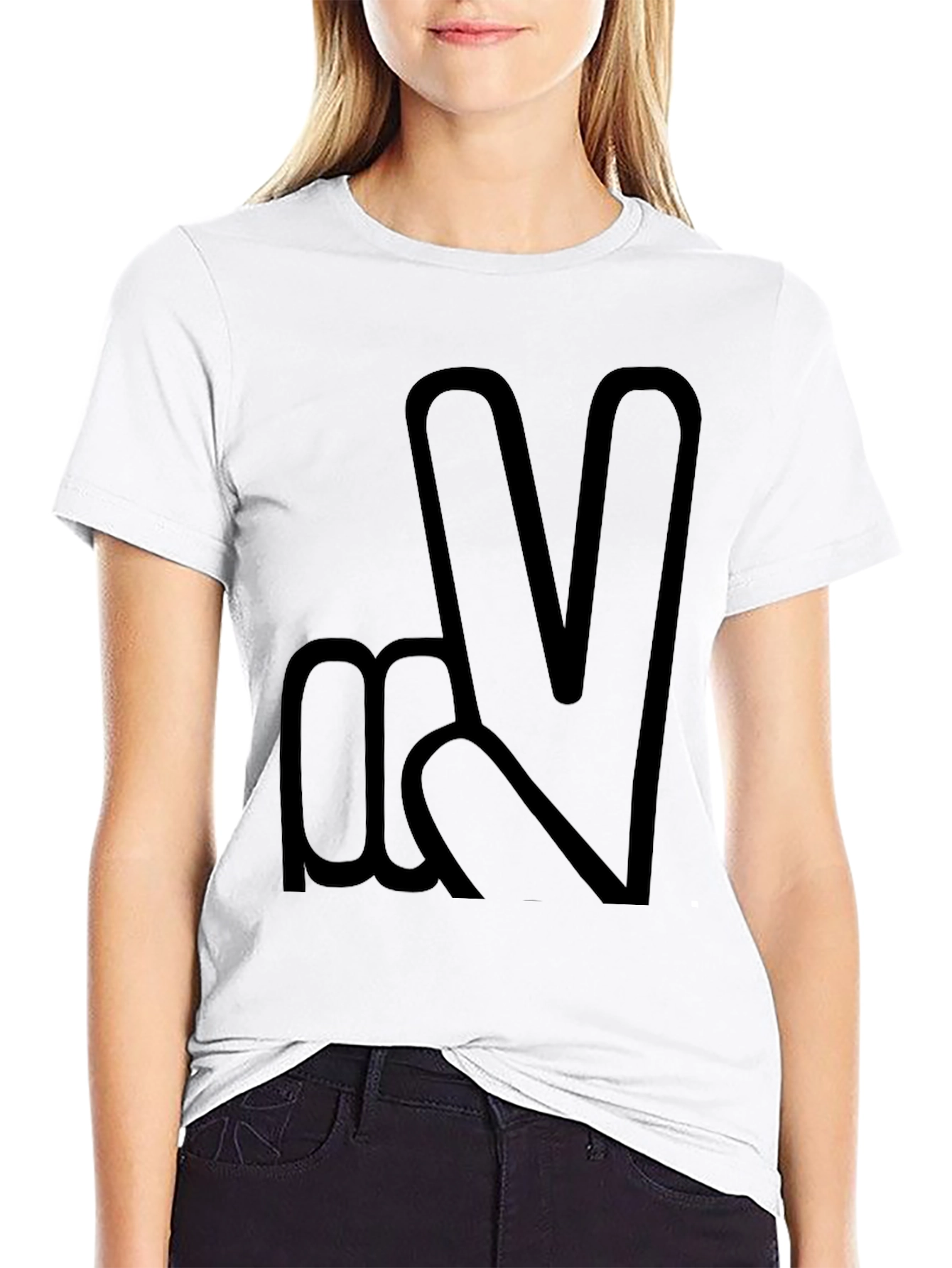 Peace Sign Graphic Black T-Shirt