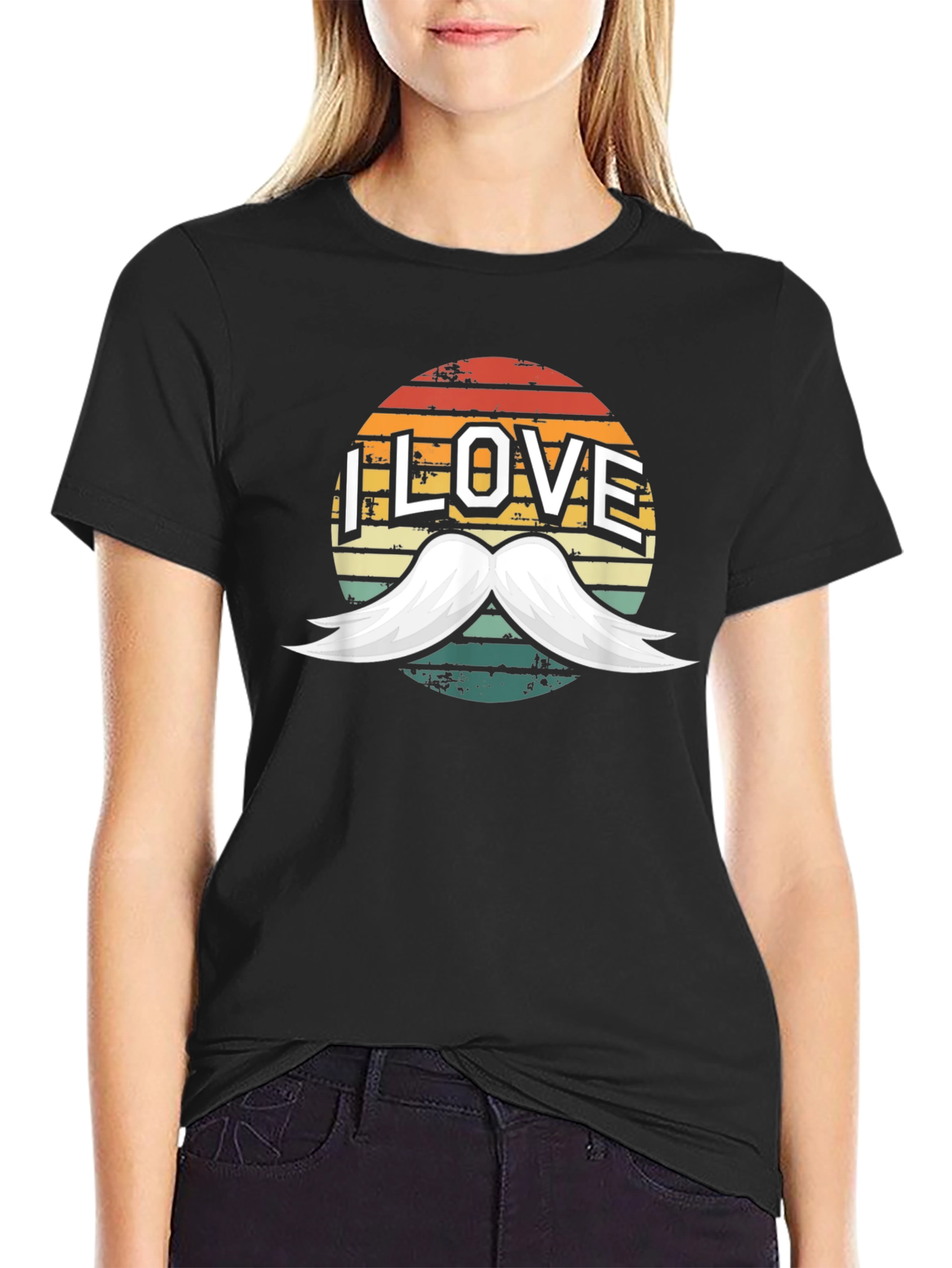 I Love Mustache T-Shirt - Novelty Design