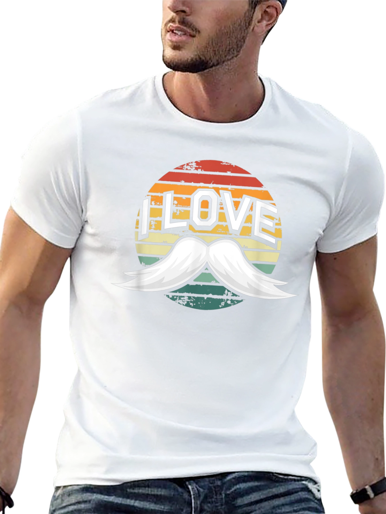 I Love Mustache T-Shirt - Novelty Design