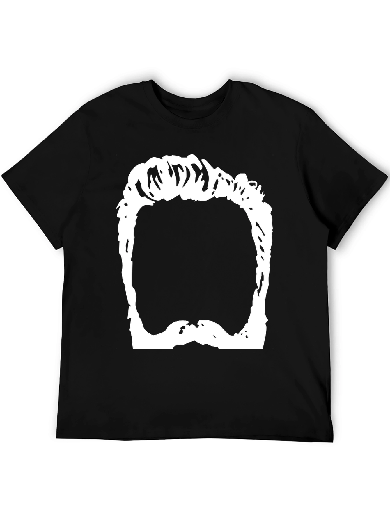 Funny Hair & Beard Outline Graphic T-Shirt - Black