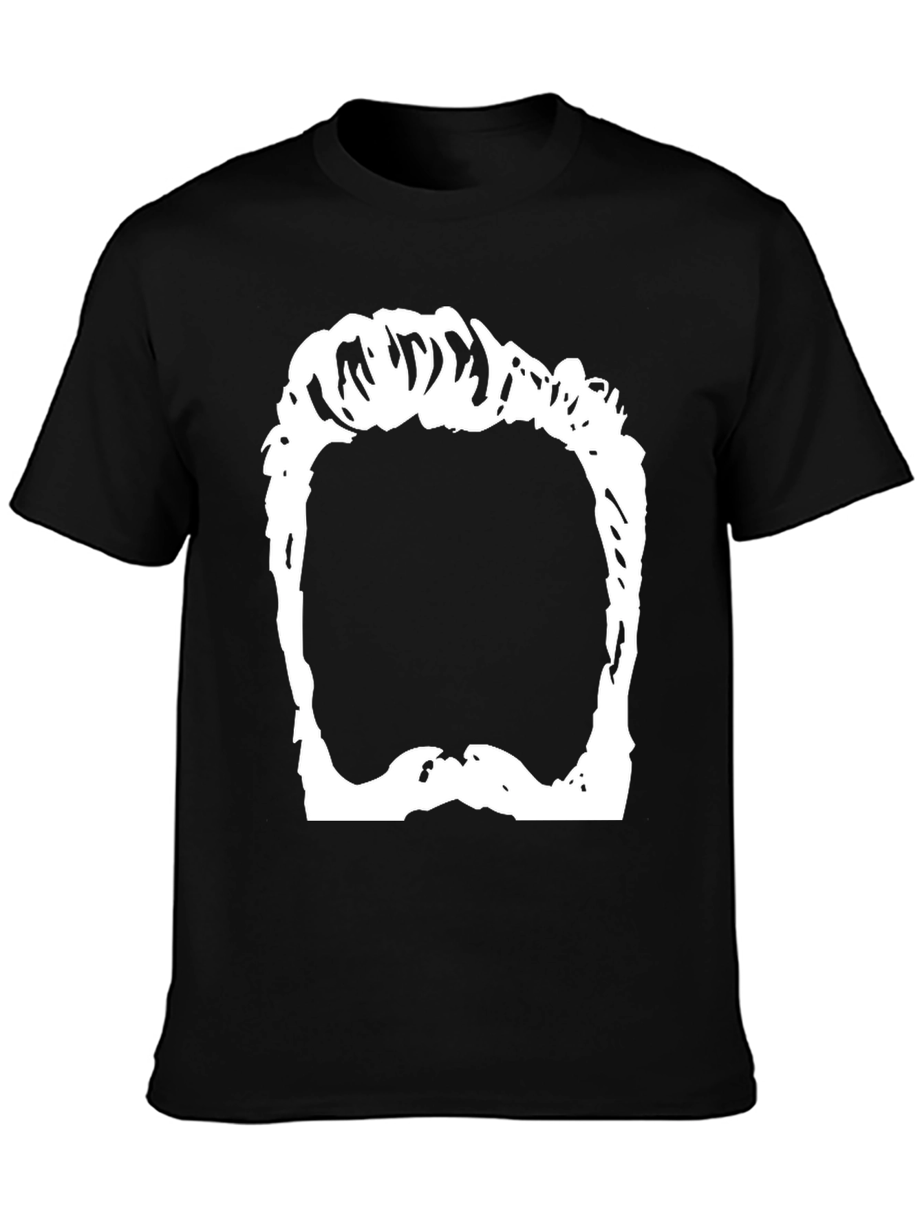 Funny Hair & Beard Outline Graphic T-Shirt - Black
