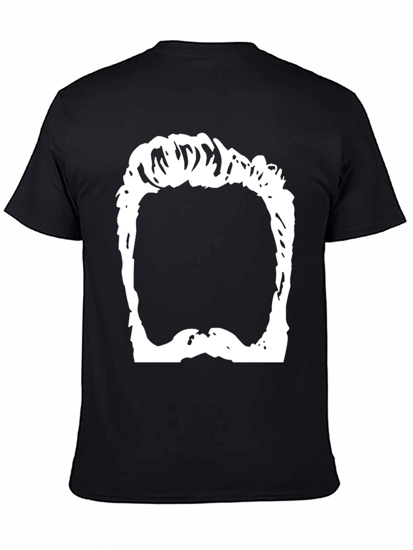Funny Hair & Beard Outline Graphic T-Shirt - Black