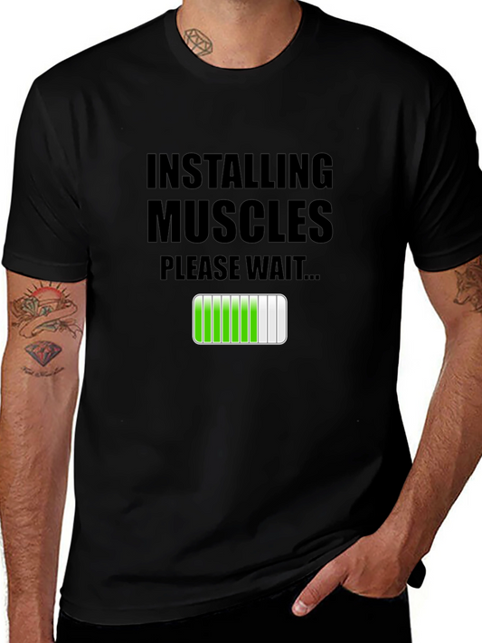 Installing Muscles Graphic T-Shirt - Workout Humor Tee