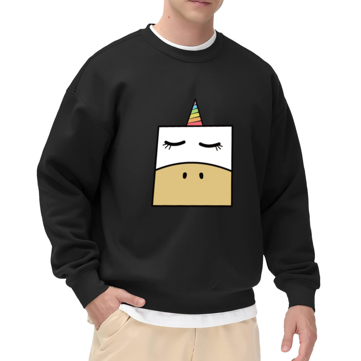 Minimalist Cute Cat & Rainbow Graphic ԲÁìÎÀÒÂ - Unique Design Pullover Sweatshirt