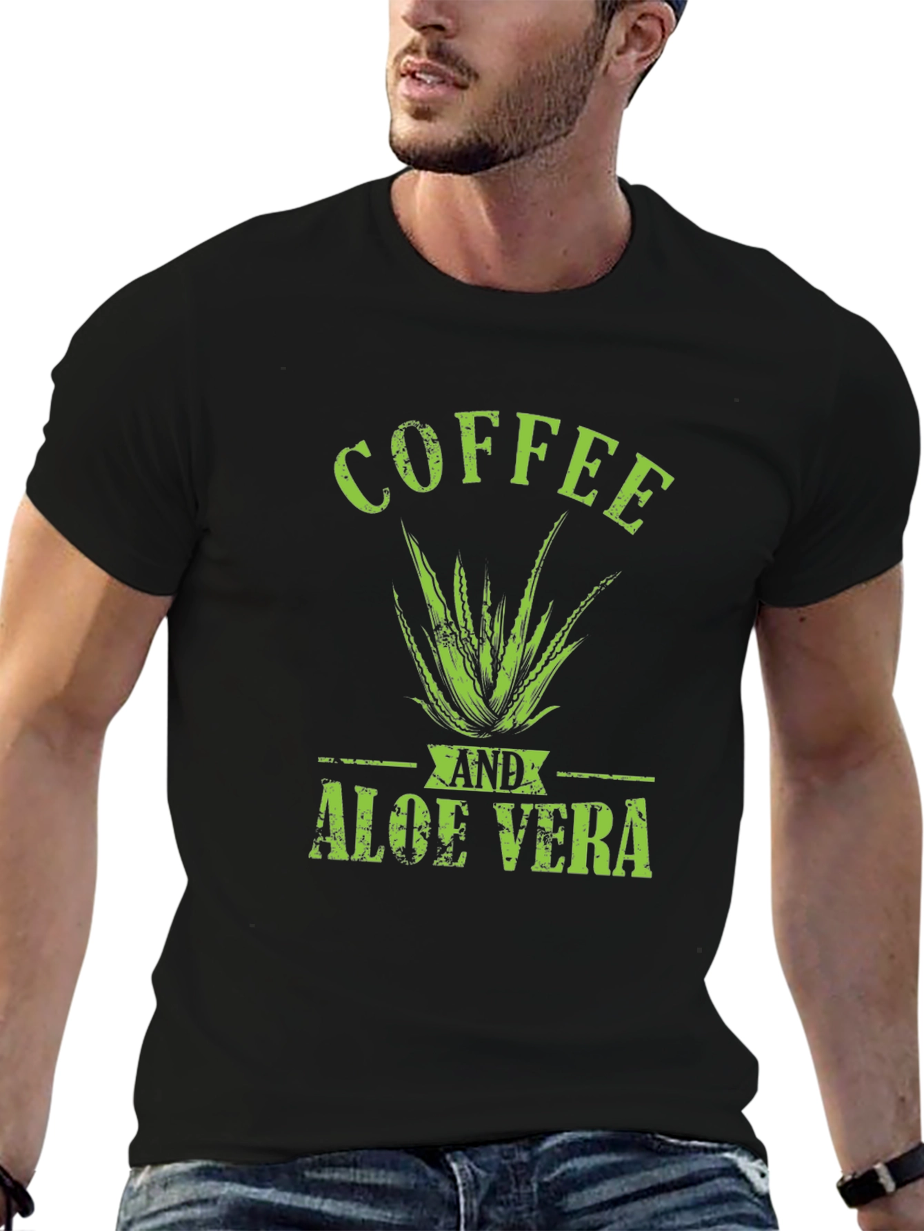 Coffee and Aloe Vera T-Shirt - Green Graphic Tee
