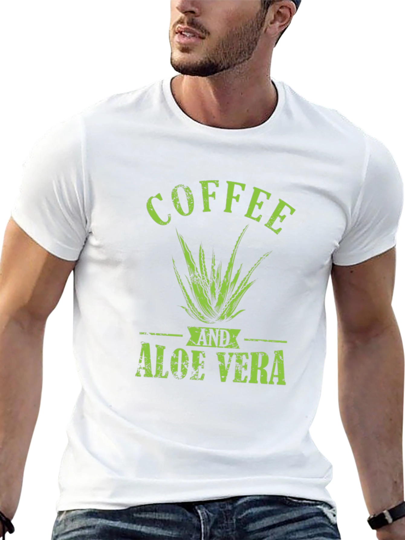 Coffee and Aloe Vera T-Shirt - Green Graphic Tee