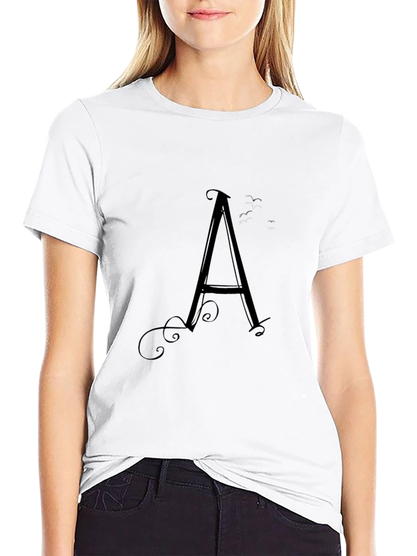 Black T-Shirt with Letter A Design