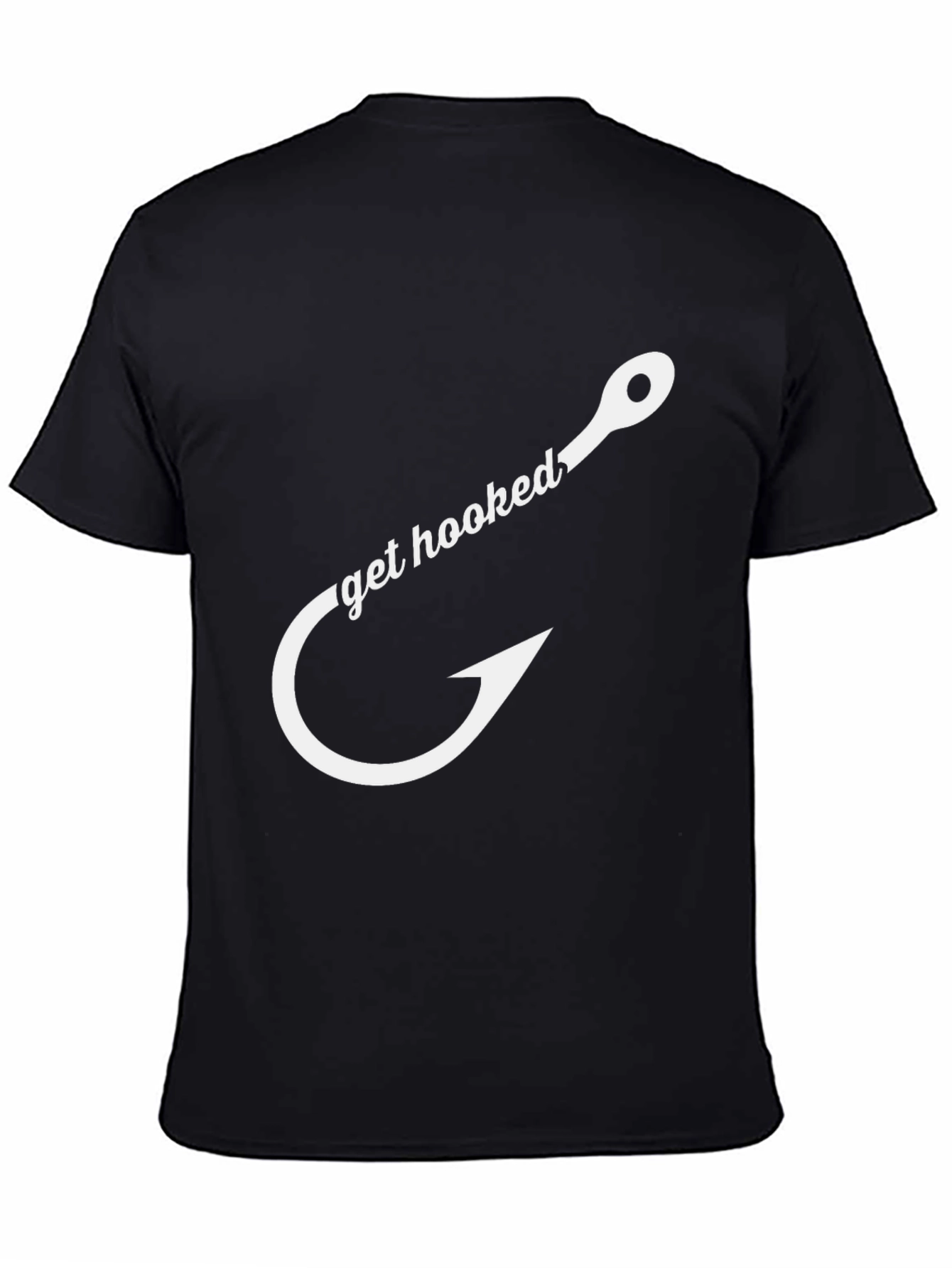 Get Hooked Fishing T-Shirt - Black Cotton Tee