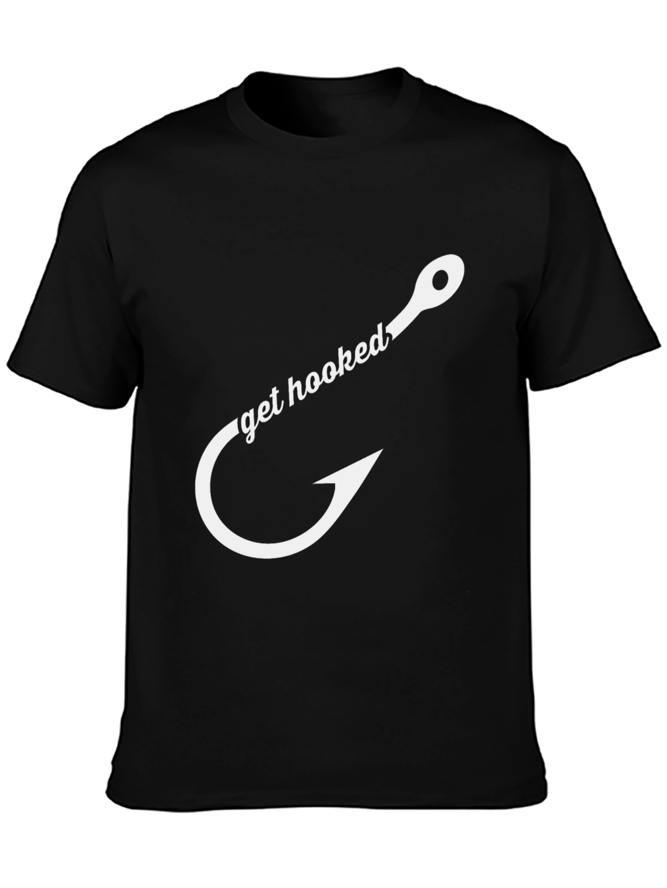 Get Hooked Fishing T-Shirt - Black Cotton Tee