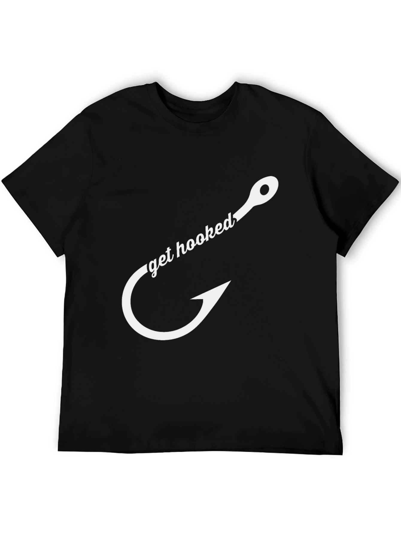 Get Hooked Fishing T-Shirt - Black Cotton Tee