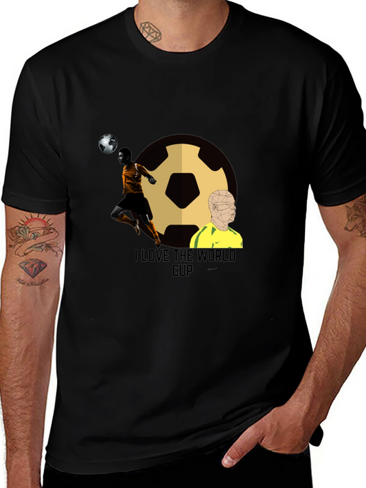 World Cup Soccer Graphic Tee - Black Cotton Shirt