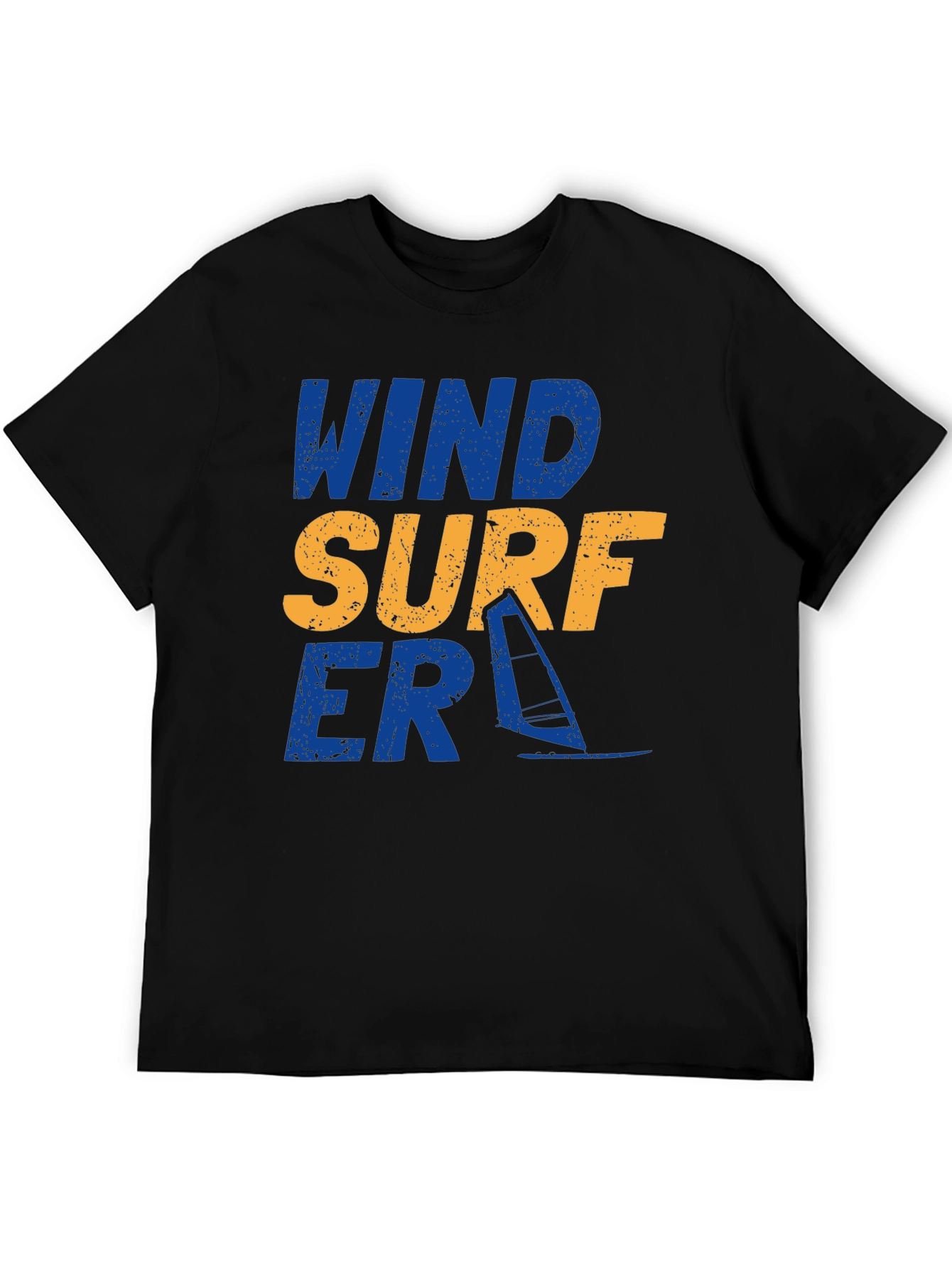 Wind Surfer Graphic Tee - Black Cotton T-Shirt