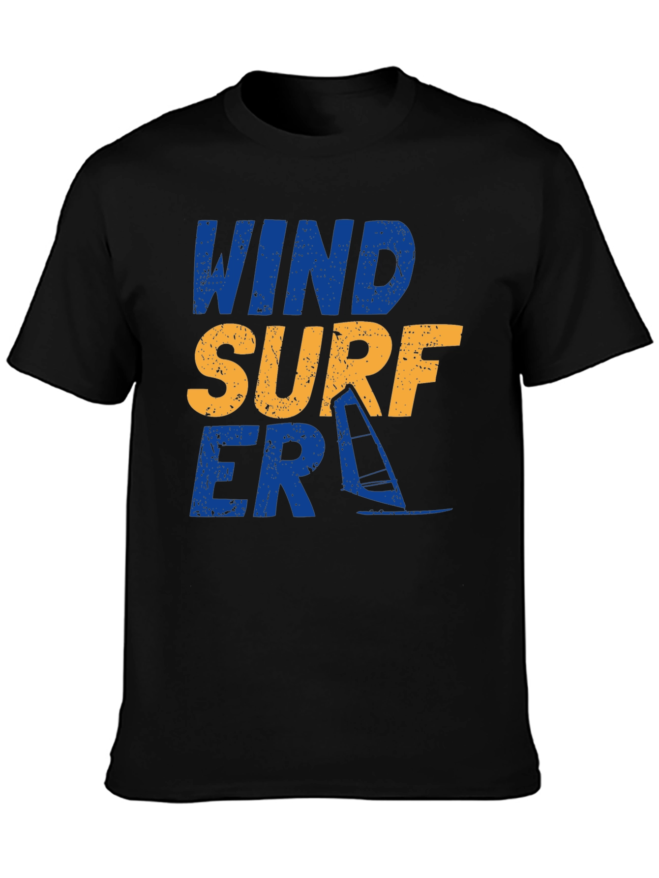 Wind Surfer Graphic Tee - Black Cotton T-Shirt