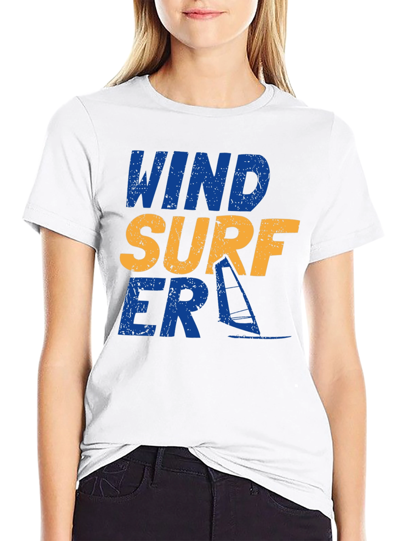 Wind Surfer Graphic Tee - Black Cotton T-Shirt