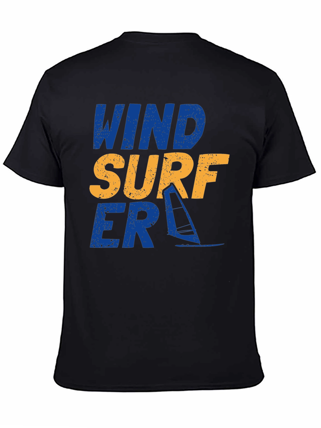 Wind Surfer Graphic Tee - Black Cotton T-Shirt