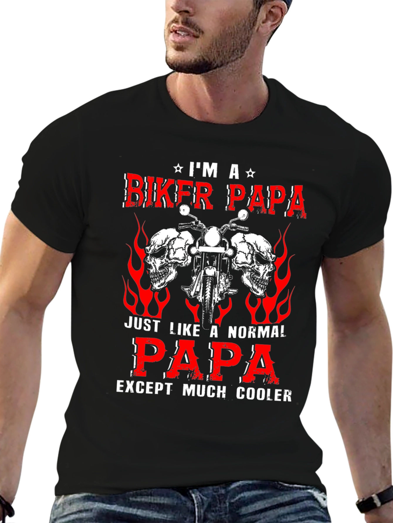 Biker Papa Graphic T-Shirt - Cool Dad Tee