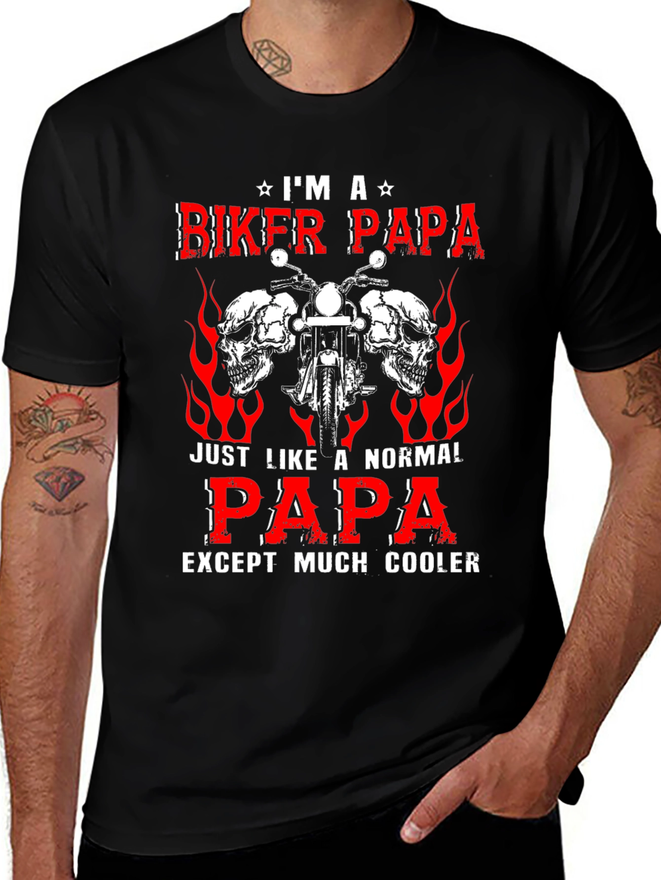 Biker Papa Graphic T-Shirt - Cool Dad Tee