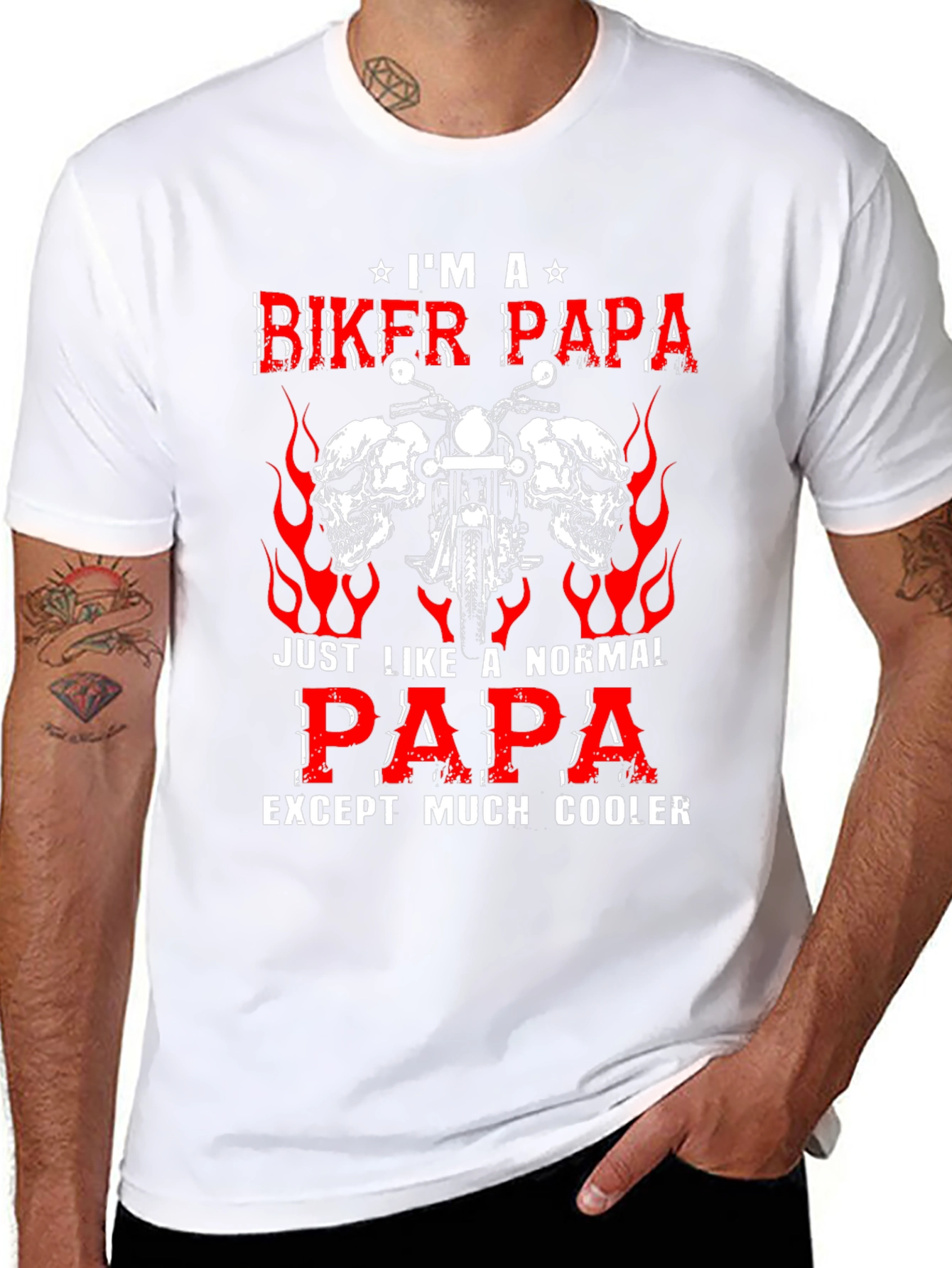 Biker Papa Graphic T-Shirt - Cool Dad Tee