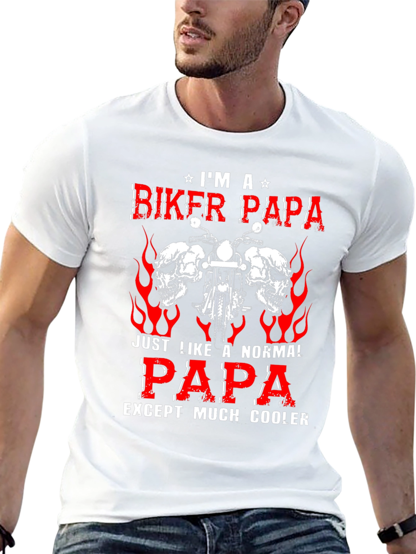 Biker Papa Graphic T-Shirt - Cool Dad Tee
