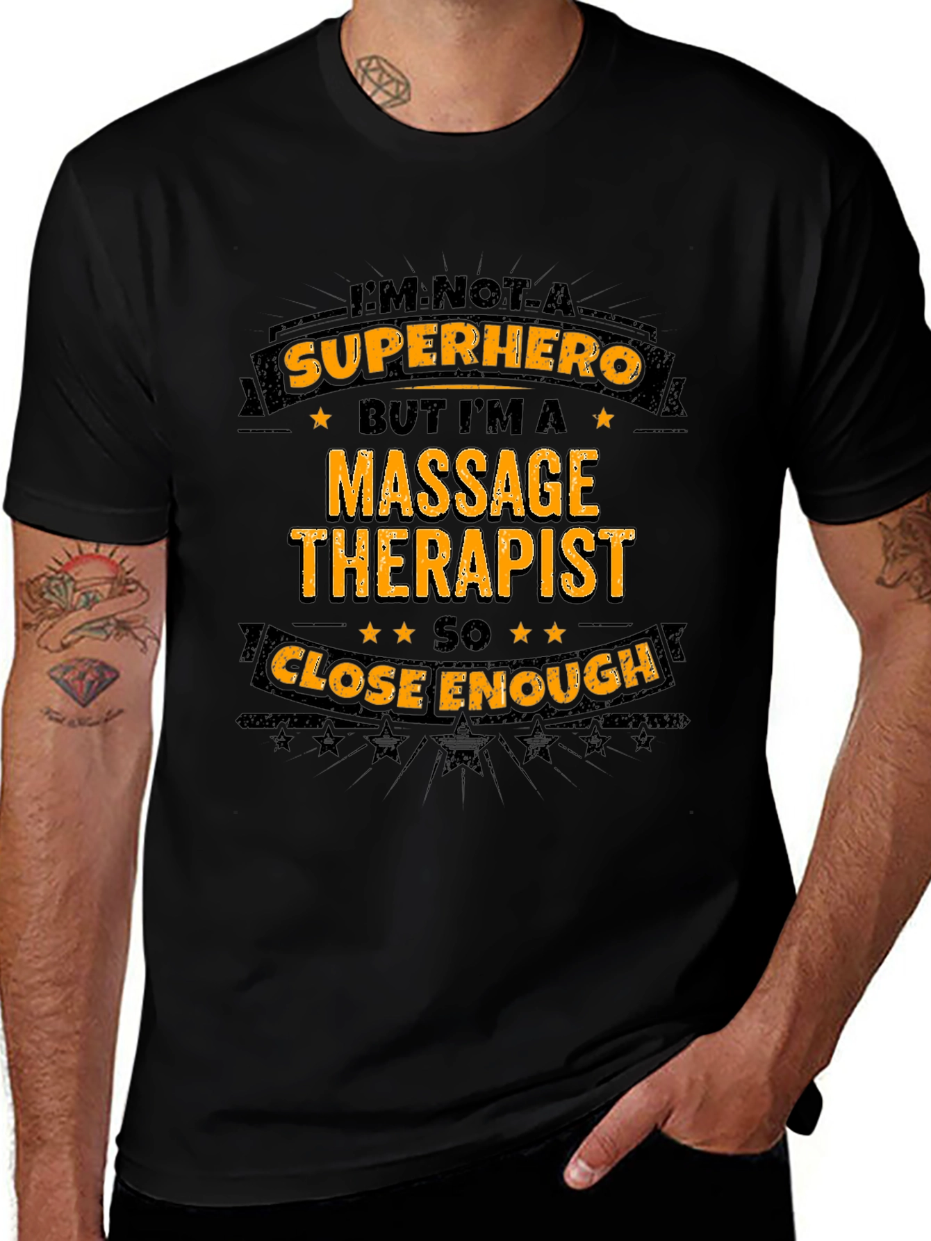 Massage Therapist Superhero T-Shirt - Black Graphic Tee