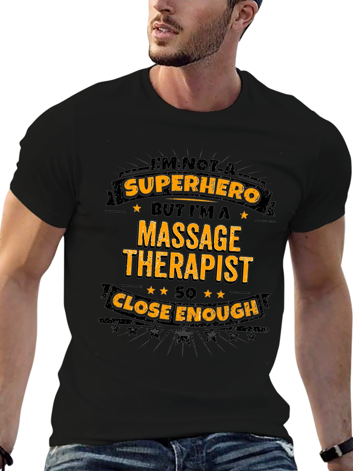 Massage Therapist Superhero T-Shirt - Black Graphic Tee