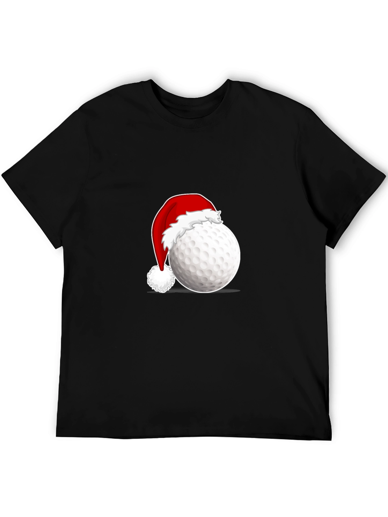 Festive Golf Ball Santa Hat Tee - Black