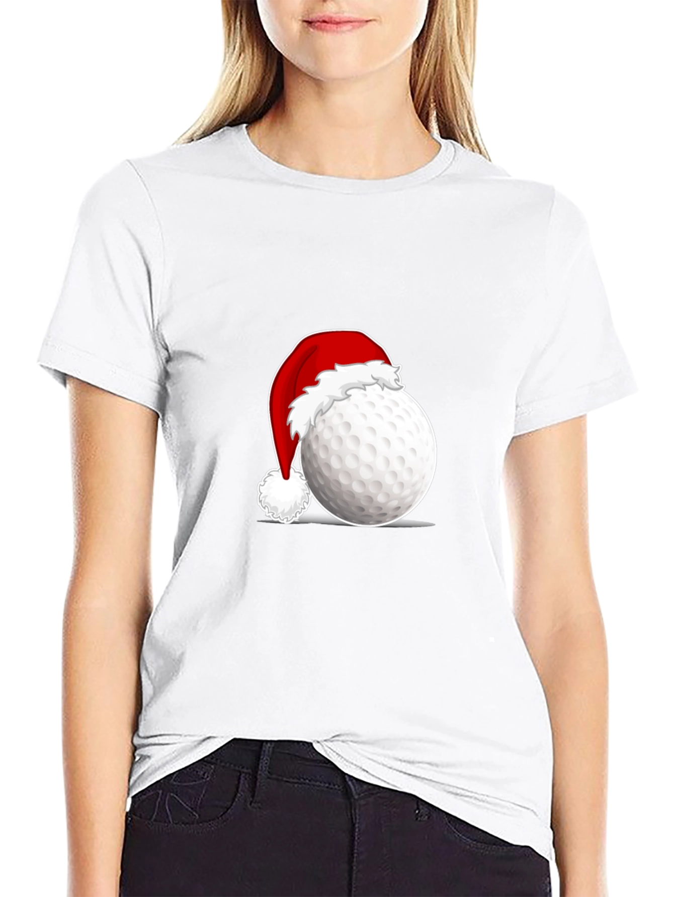 Festive Golf Ball Santa Hat Tee - Black