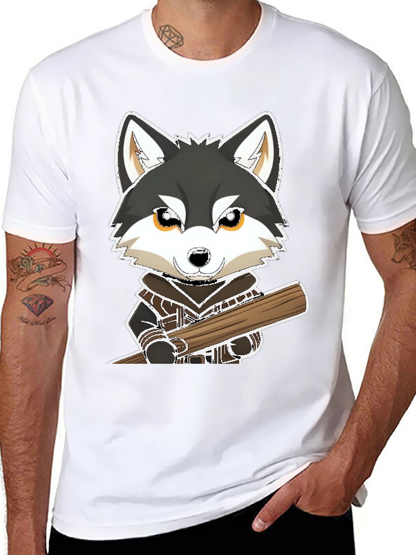 Wolf with Baseball Bat Graphic Tee