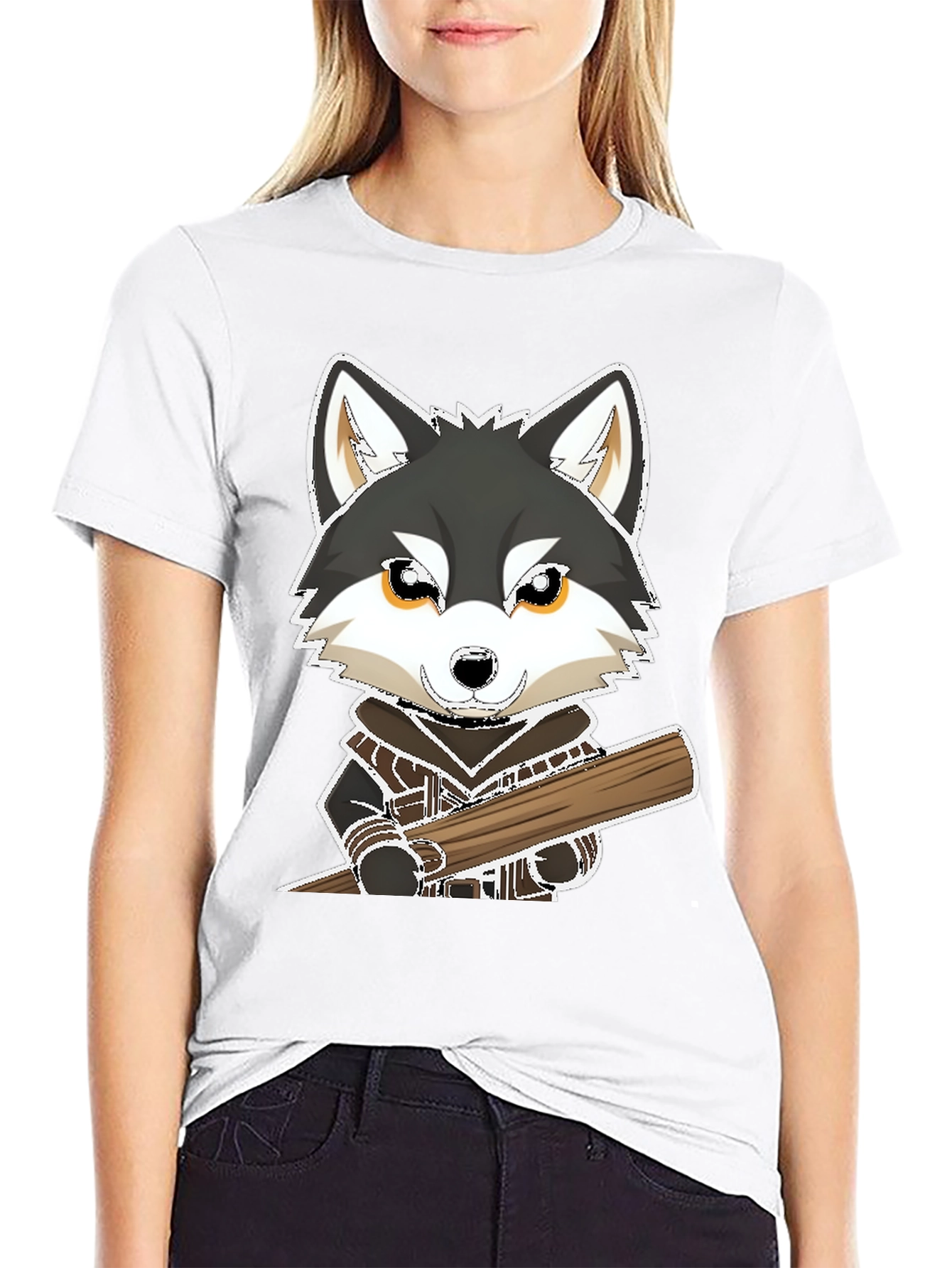 Wolf with Baseball Bat Graphic Tee