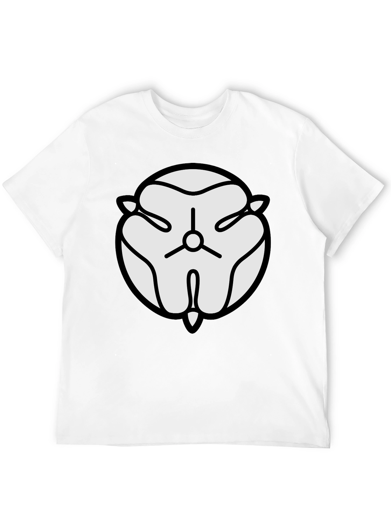 Black T-Shirt with White Abstract Floral Design