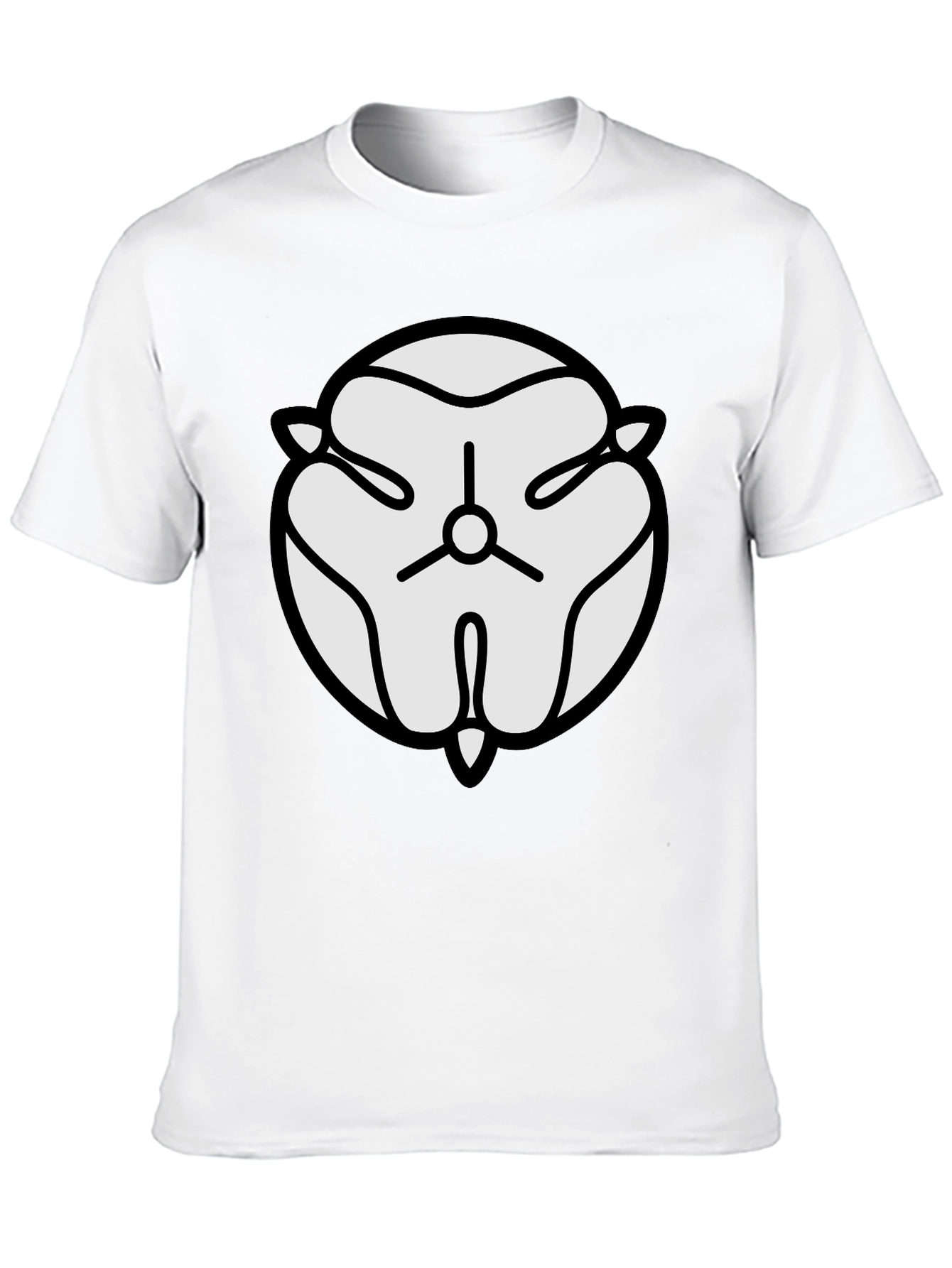 Black T-Shirt with White Abstract Floral Design