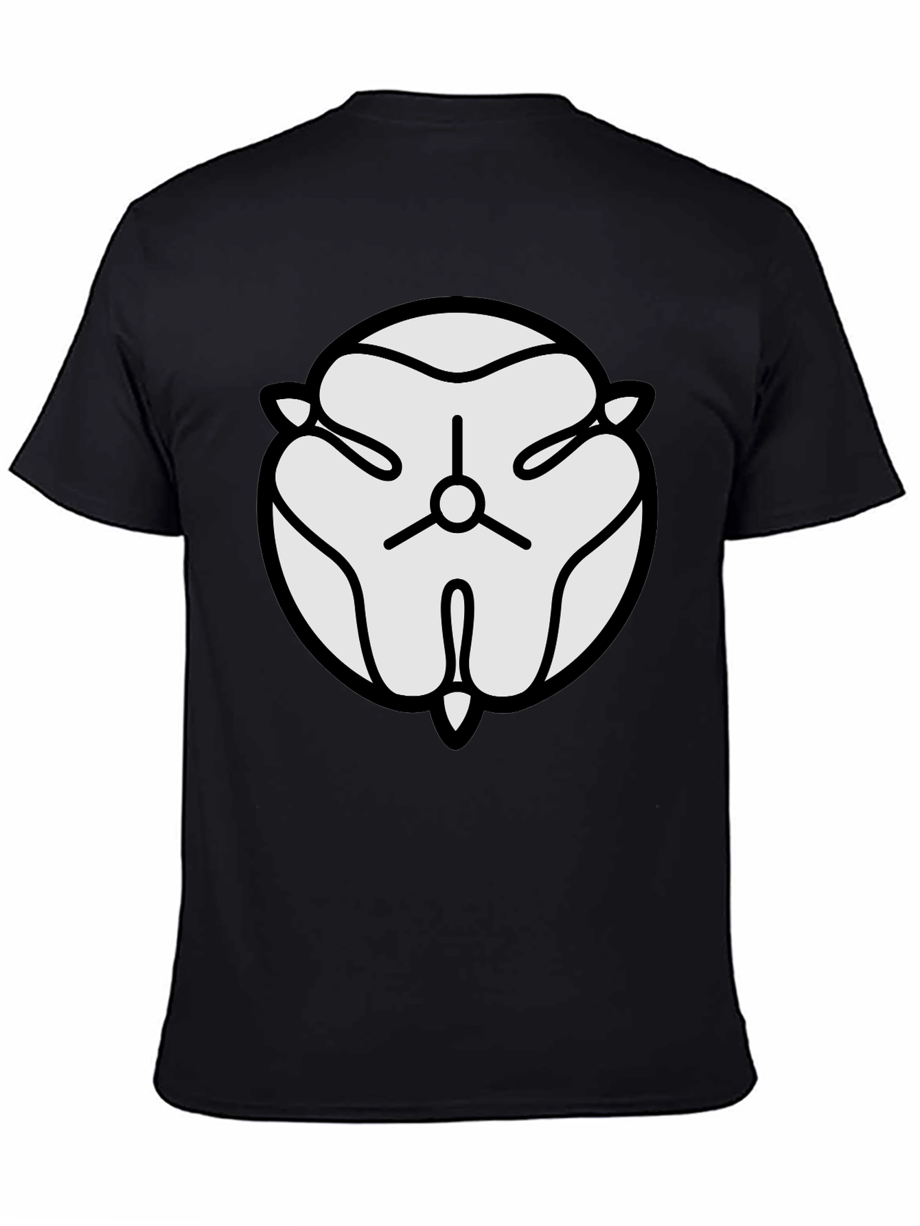 Black T-Shirt with White Abstract Floral Design