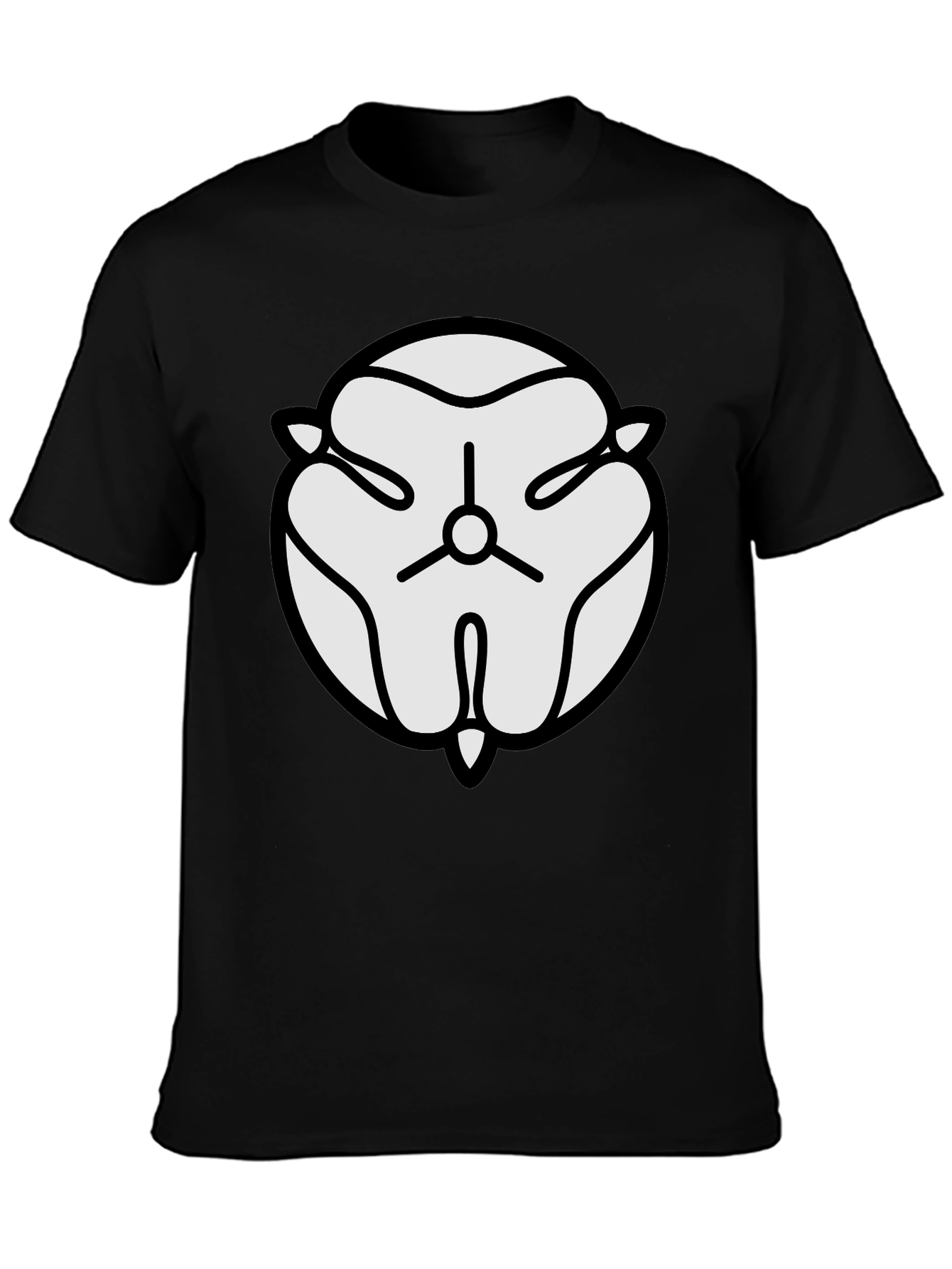 Black T-Shirt with White Abstract Floral Design