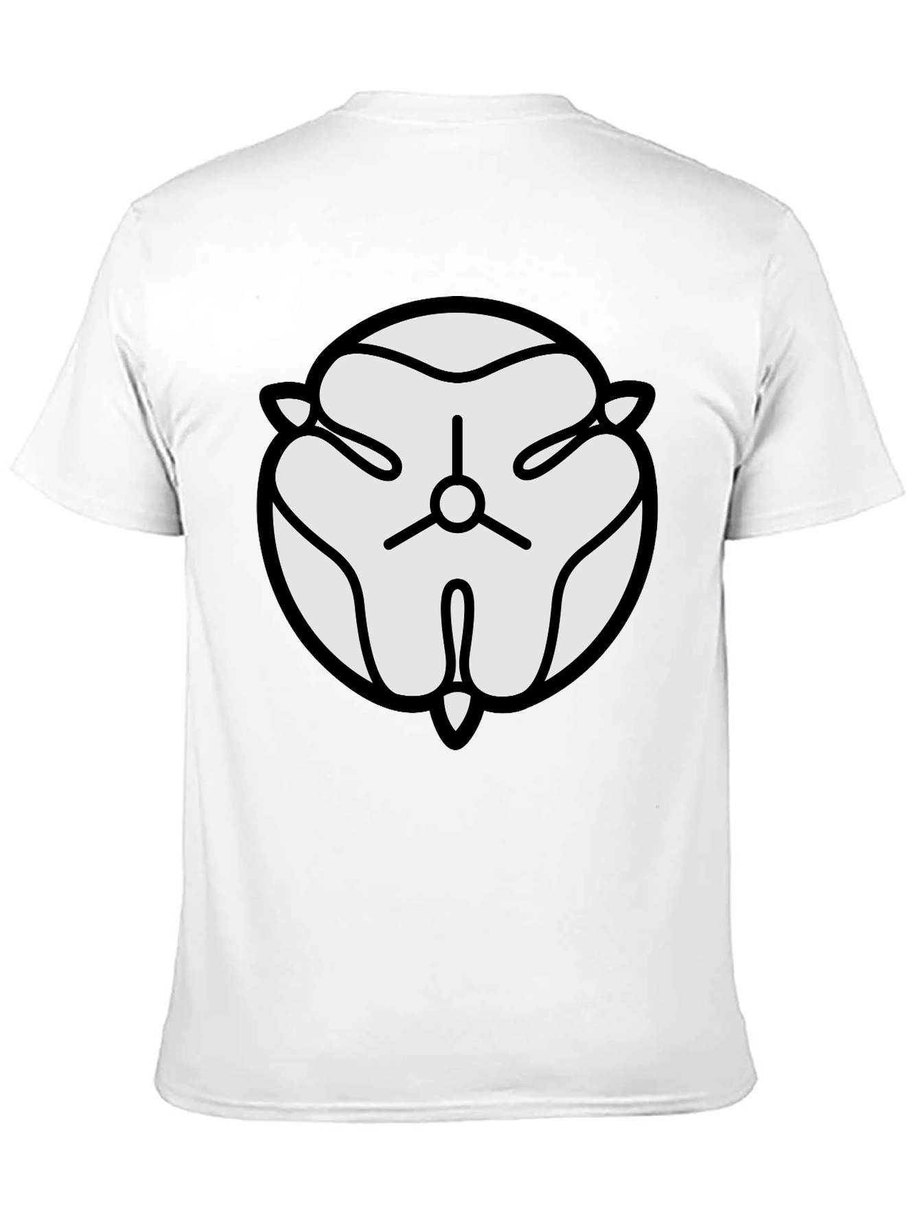 Black T-Shirt with White Abstract Floral Design