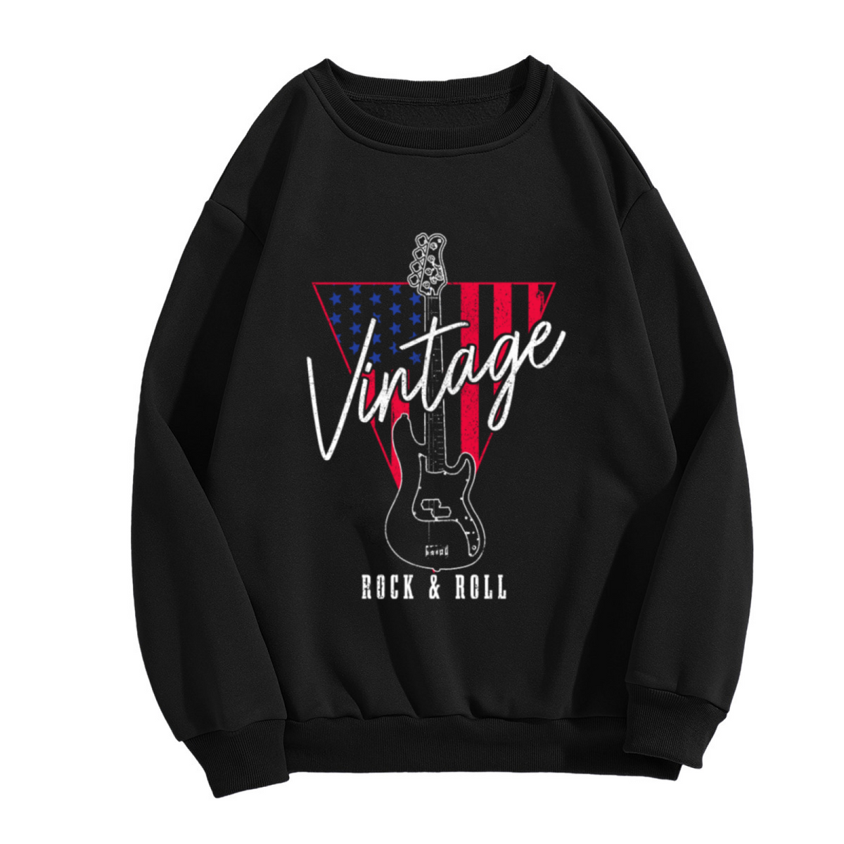 Vintage Electric Guitar Flag Design - Crewneck Sweatshirt | Guitar, Music Lover, Vintage Gift