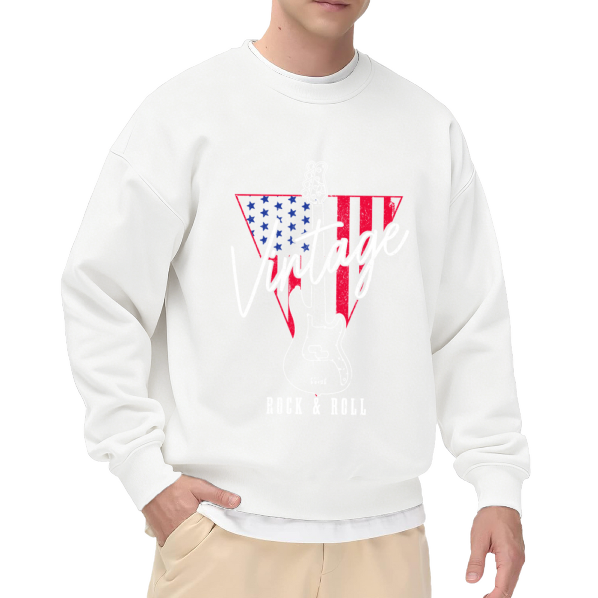 Vintage Electric Guitar Flag Design - Crewneck Sweatshirt | Guitar, Music Lover, Vintage Gift
