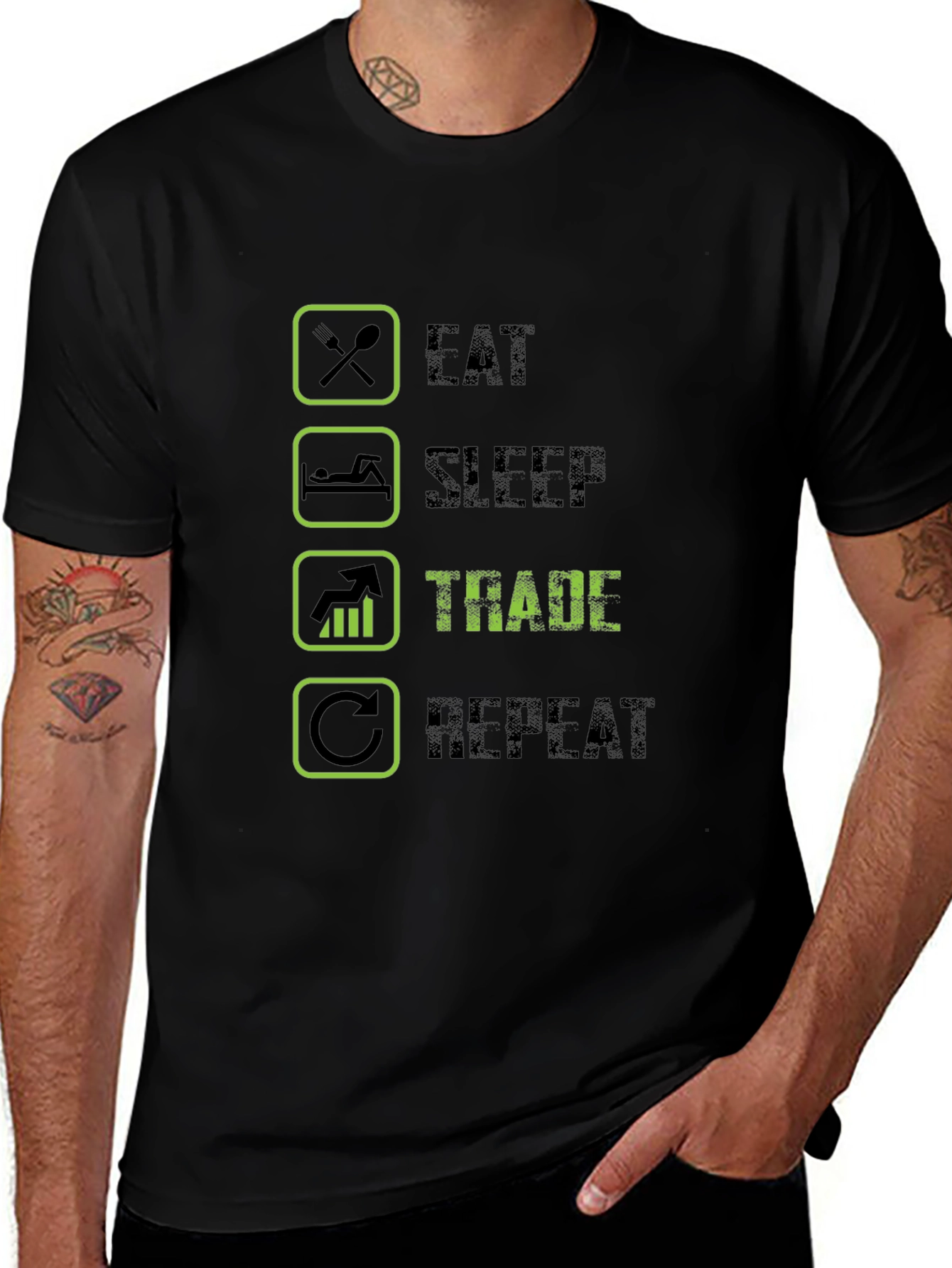 Eat Sleep Trade Repeat Graphic T-Shirt