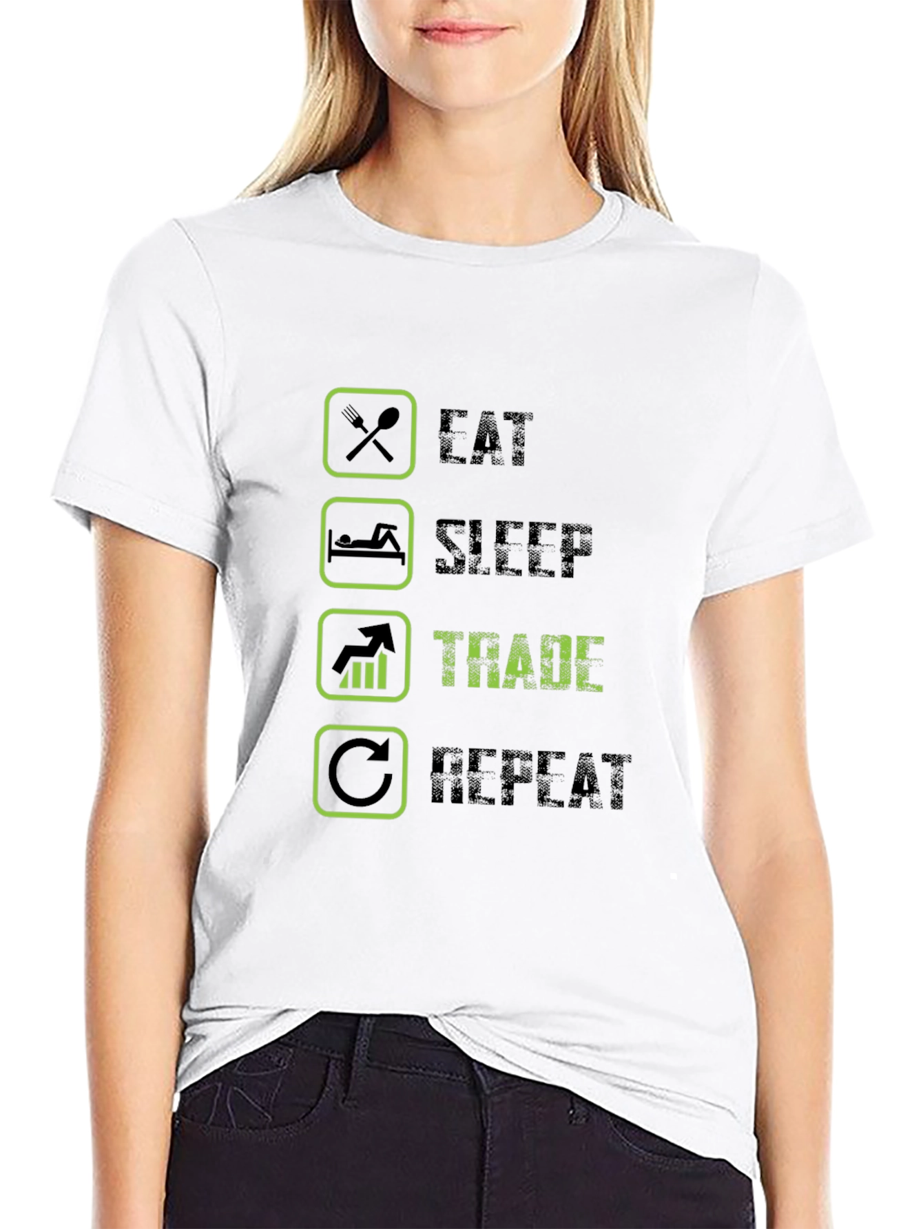 Eat Sleep Trade Repeat Graphic T-Shirt
