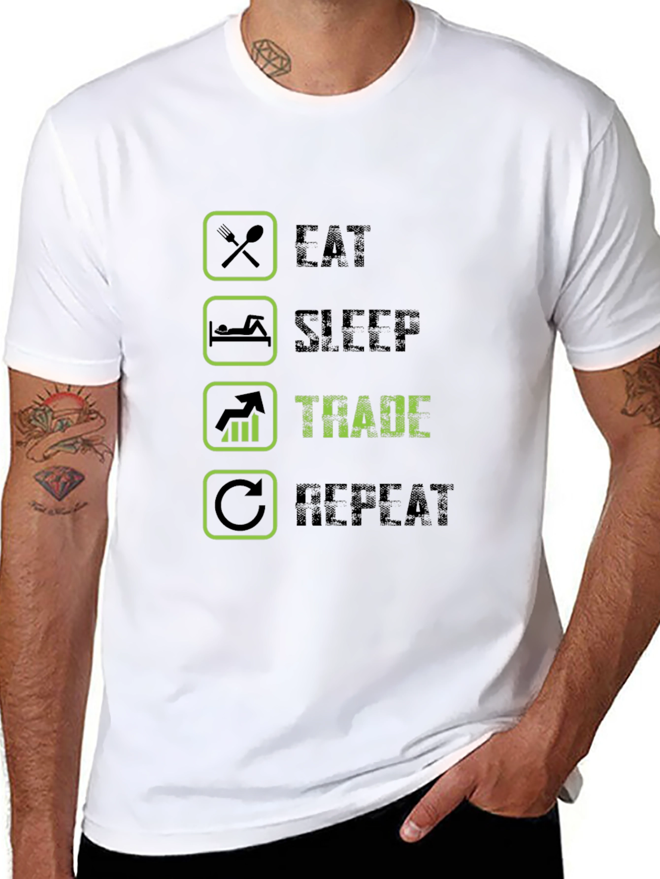 Eat Sleep Trade Repeat Graphic T-Shirt