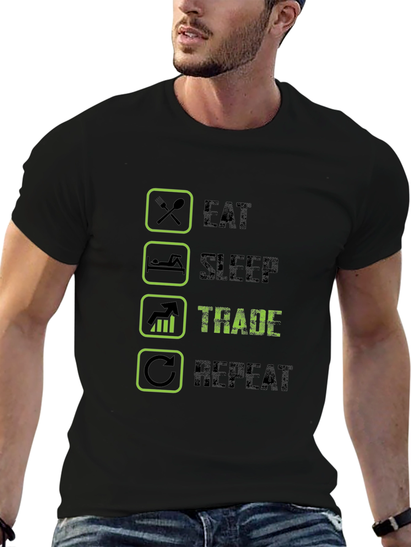 Eat Sleep Trade Repeat Graphic T-Shirt
