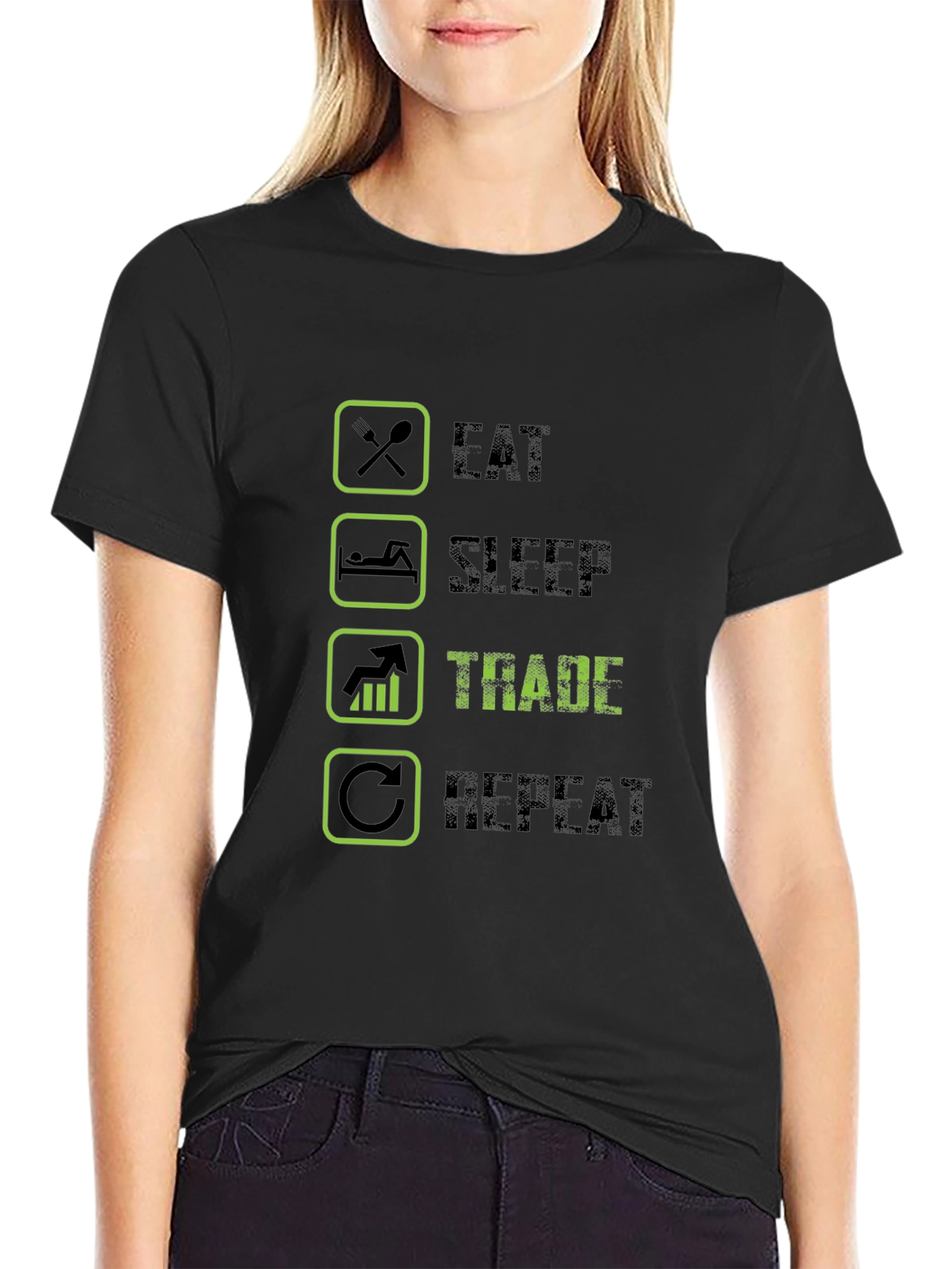 Eat Sleep Trade Repeat Graphic T-Shirt