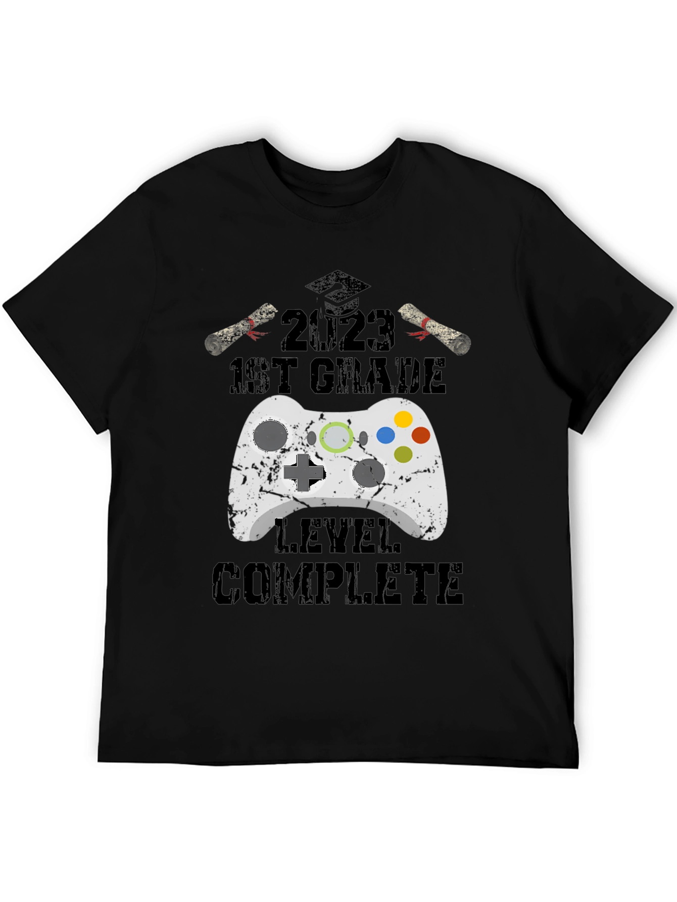 2023 1st Grade Gamer Level Complete Black T-Shirt