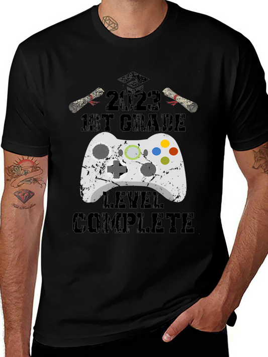 2023 1st Grade Gamer Level Complete Black T-Shirt