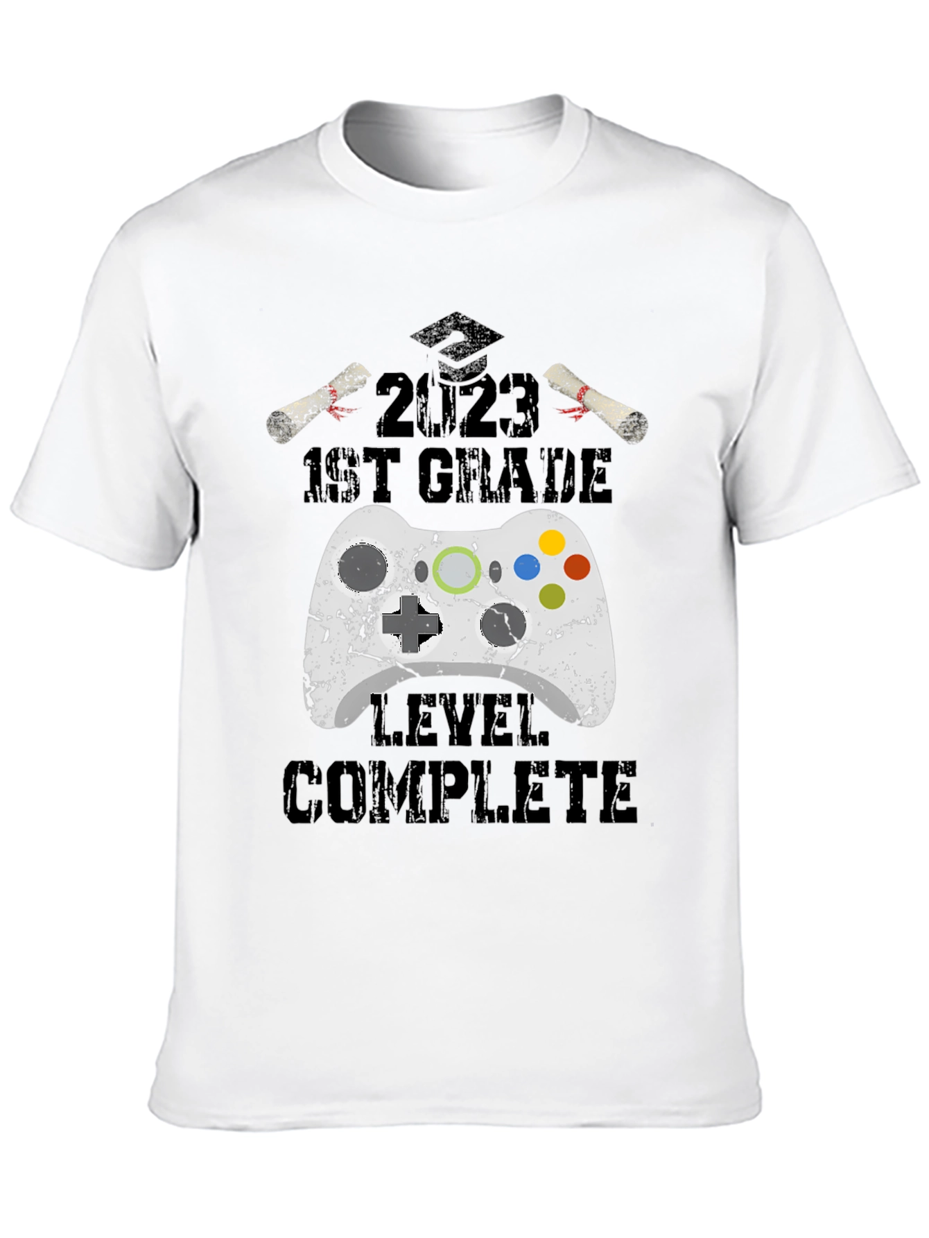 2023 1st Grade Gamer Level Complete Black T-Shirt