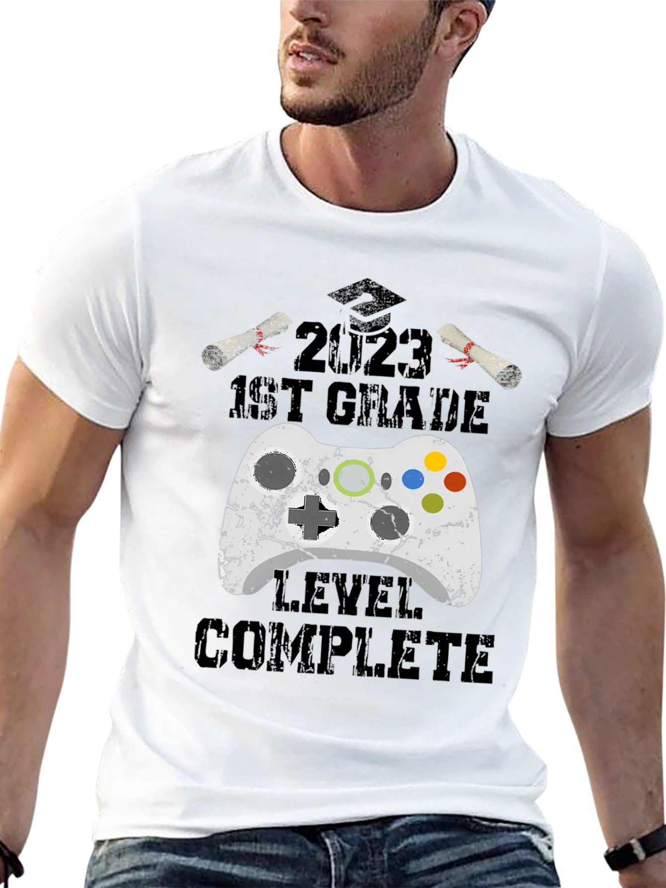 2023 1st Grade Gamer Level Complete Black T-Shirt